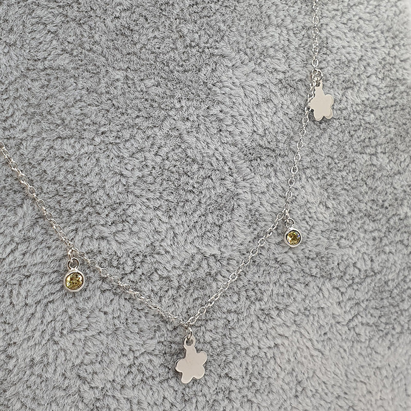 Flower charm chain with CZ image 0