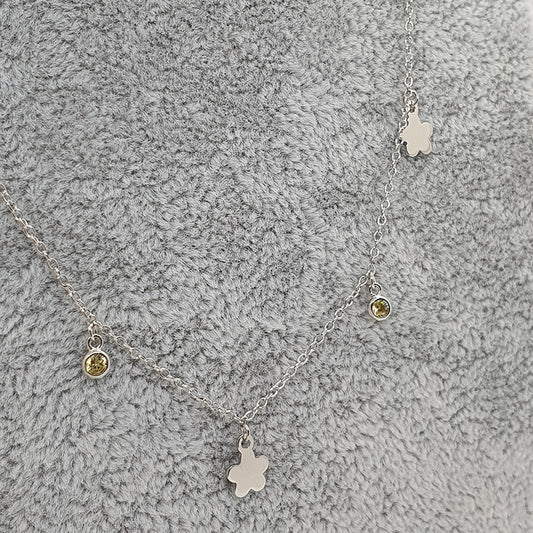 Flower charm chain with CZ image 0