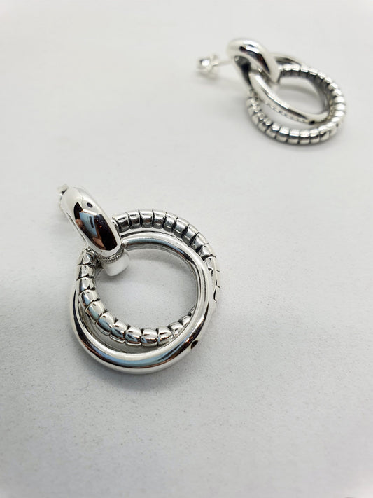 Textured circle stud earrings image 0