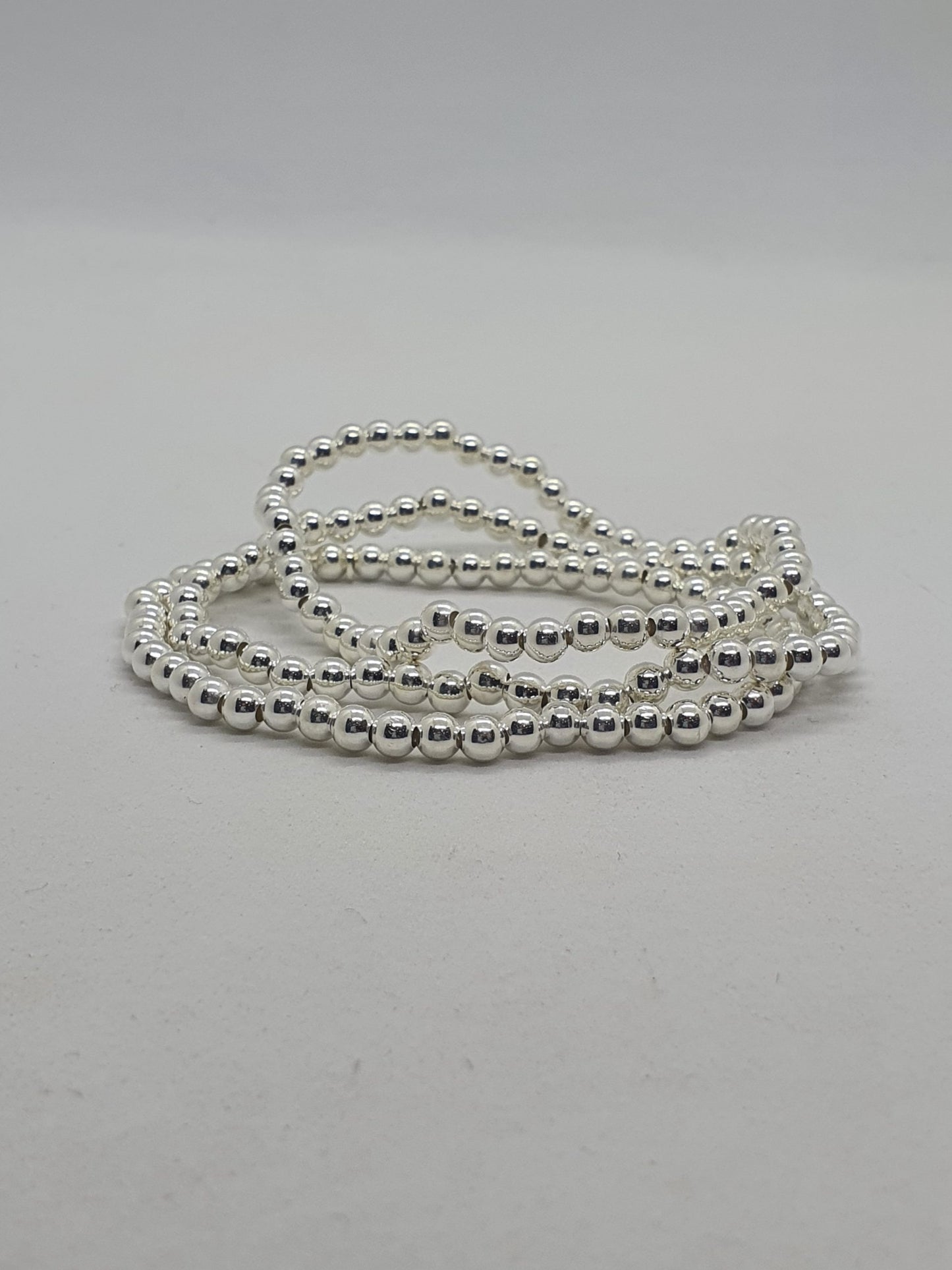 4mm Silver Bead Bracelet image 0