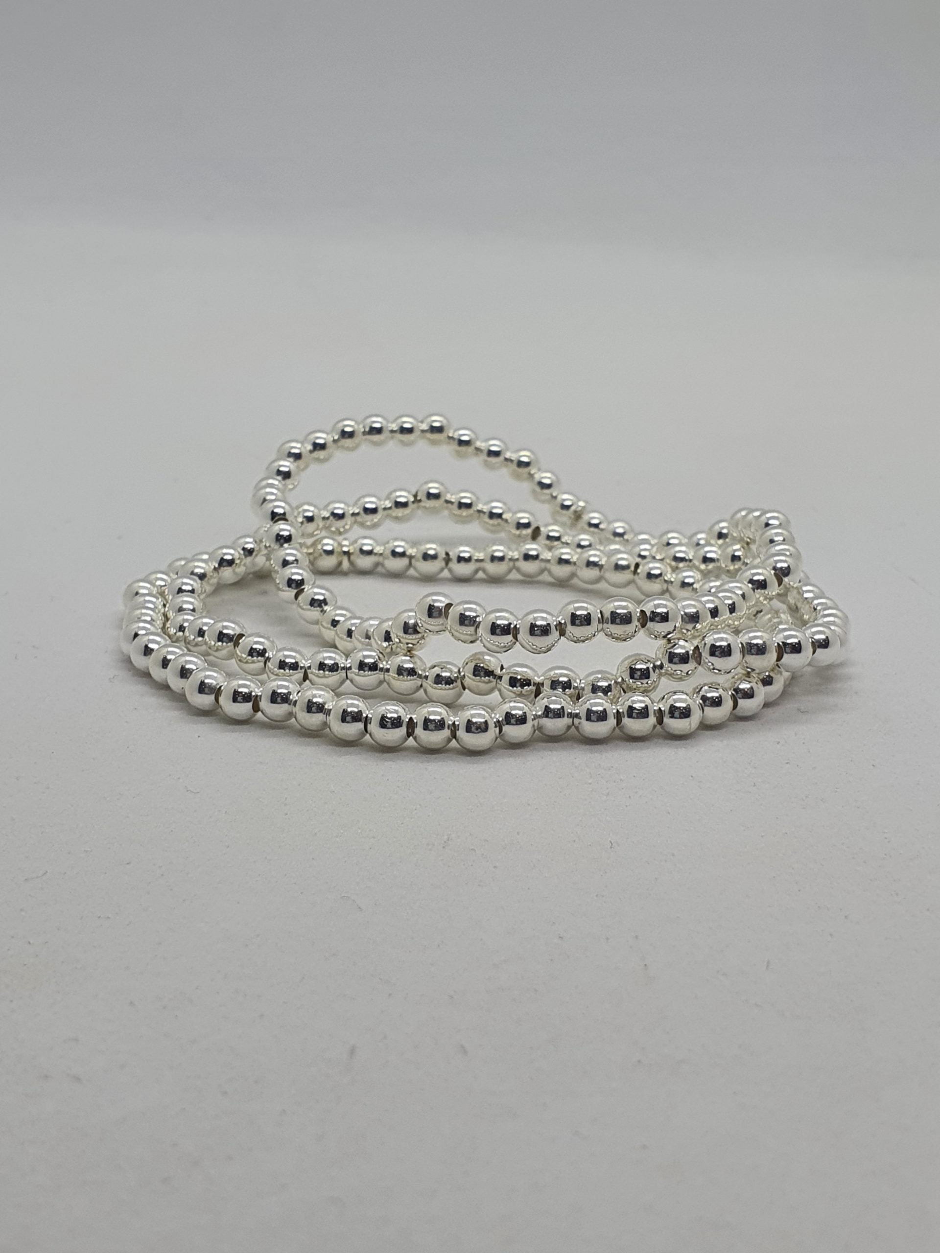 4mm Silver Bead Bracelet image 0