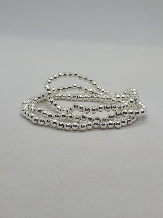 4mm Silver Bead Bracelet image 0