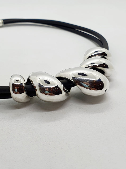 Black Cord Twisted pendant Necklace image 0