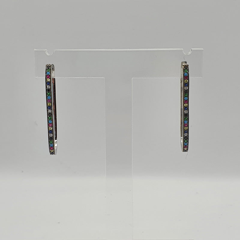 Squerish multi-colour zirconia hoop image 1