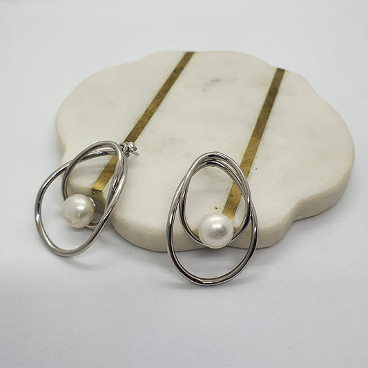 Large two piece pearl earing stud image 0