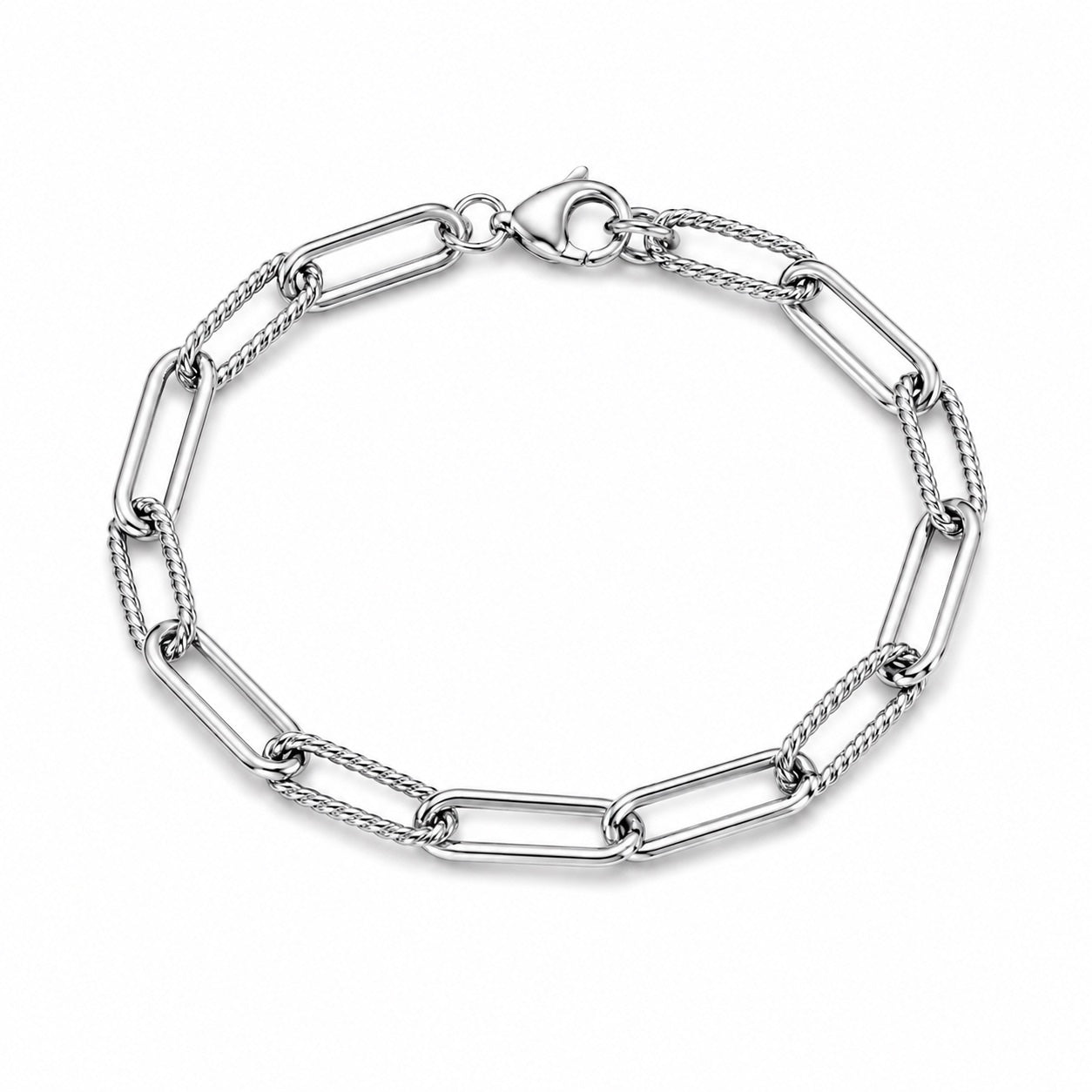 6mm Mixed Link Chain Necklace - silver, 19cm image