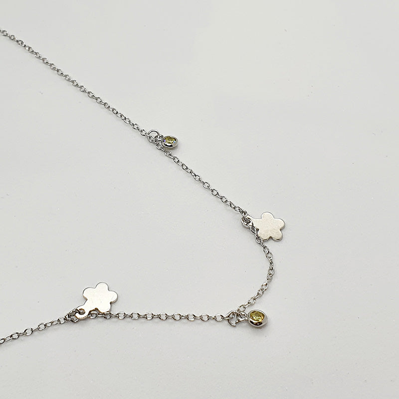 Flower charm chain with CZ image 1
