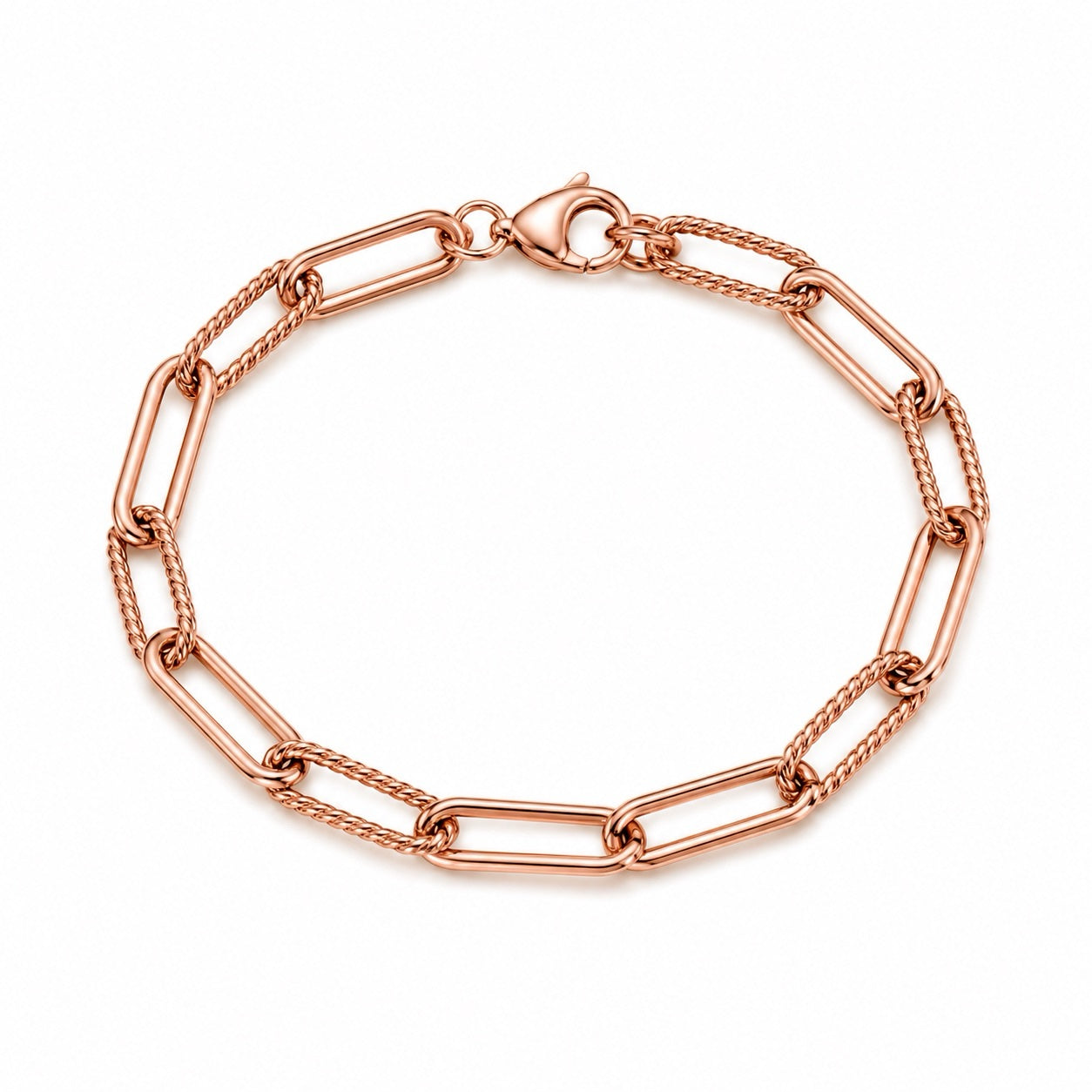 6mm Mixed Link Chain Necklace - Rosegold plated, 19cm image
