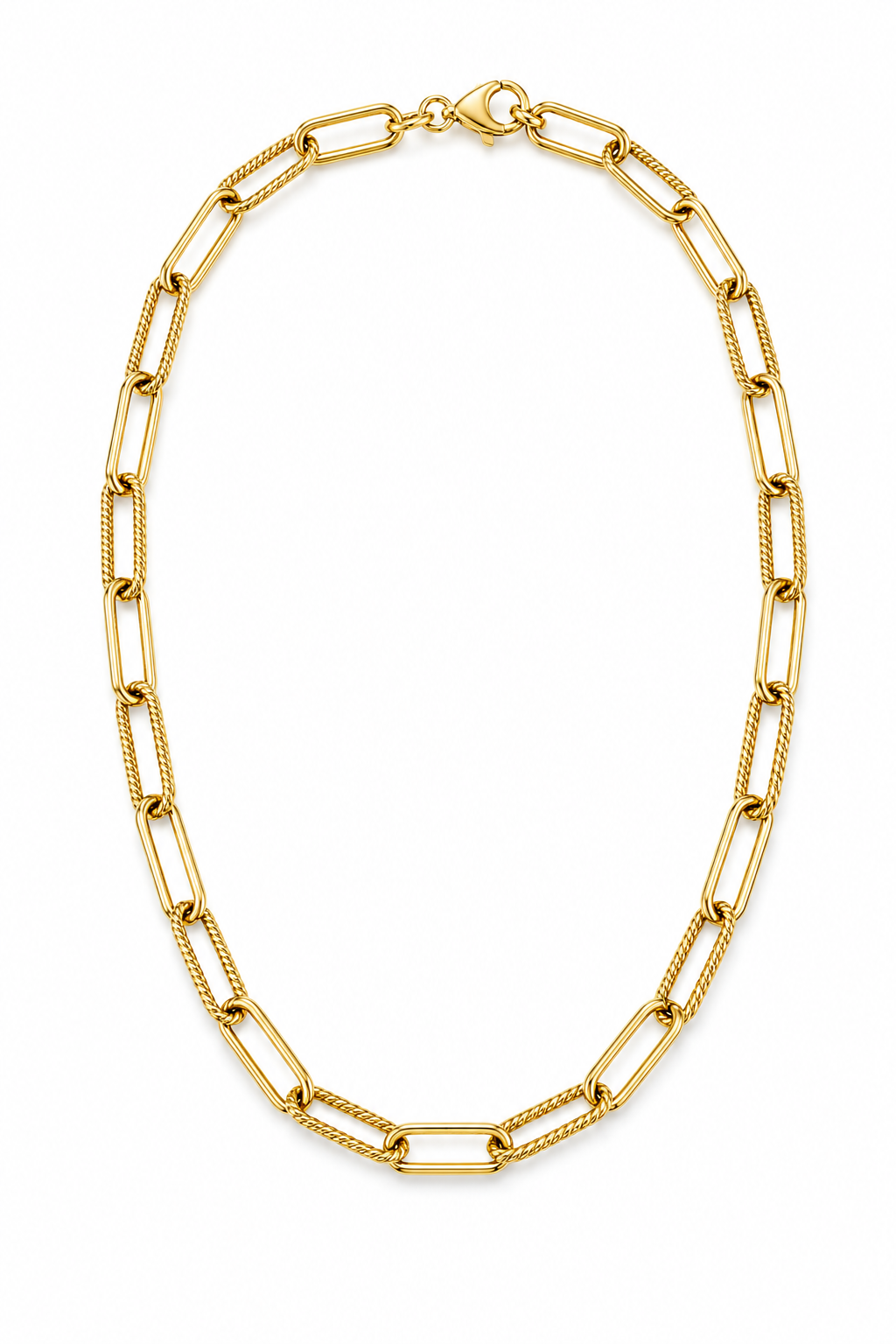 6mm Mixed Link Chain Necklace - yellow plated, 50cm image