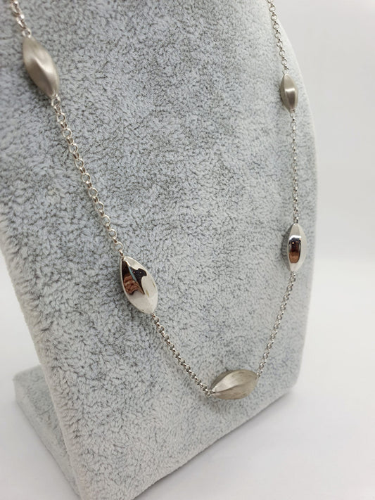 Matte and polished oval bead necklace image 0