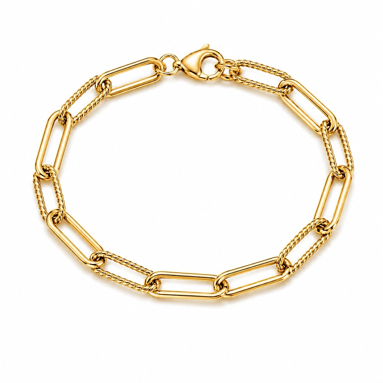 6mm Mixed Link Chain Necklace - yellow plated, 19cm image